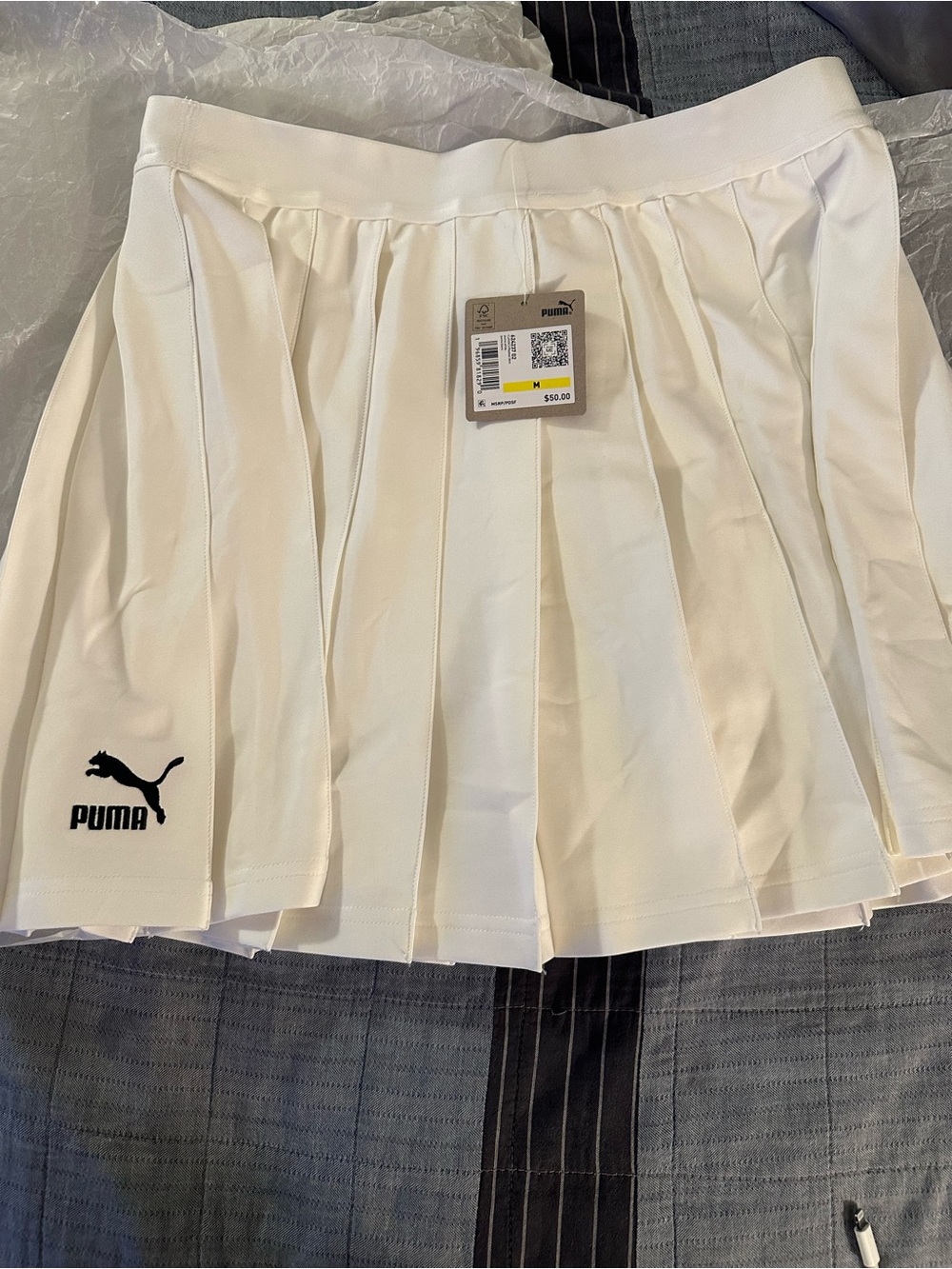 PUMA Pleated A-Line Skirt White Ivory NWT